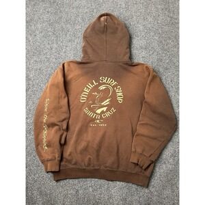 Mens Zip Hoodie ONeill Surf Shop Brown Graphic Full Zip, Size M